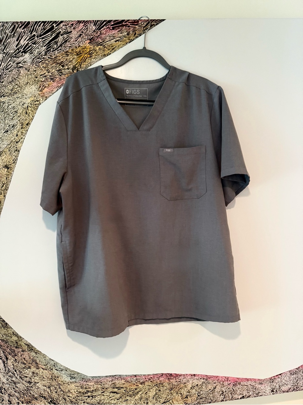 Figs Technical Collection Top Leon Teal Scrub V-Neck  Grey  XXL